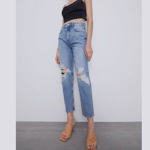 ZARA ripped mom fit jeans